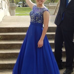 Royal blue prom dress with elegant beading!